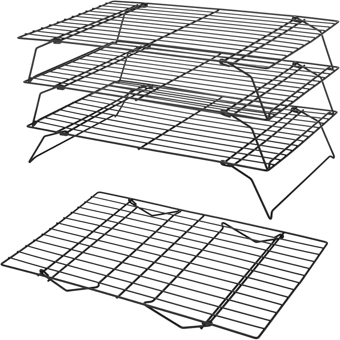 4 Pcs Cooling Racks for Baking and Stackable Collapsible | Cookie Cooling Rack Set, Carbon Steel Wire Baking Holder with Foldable Legs, Space Saving Kitchen Organizer for Baked Goods