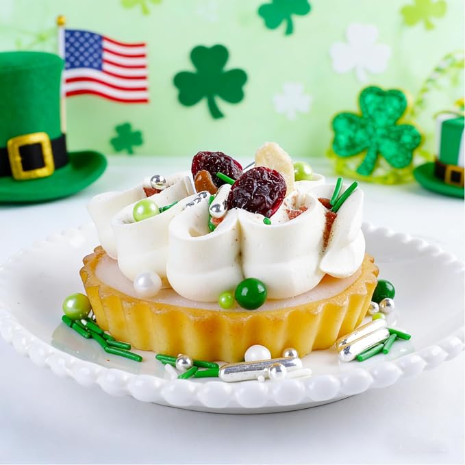 St. Patricks Day Sprinkles for Cake Decorating Edible, Cupcake Toppers, Ice Cream Topping, Mixed Jimmies Ideal for Spring theme Parties and Dessert