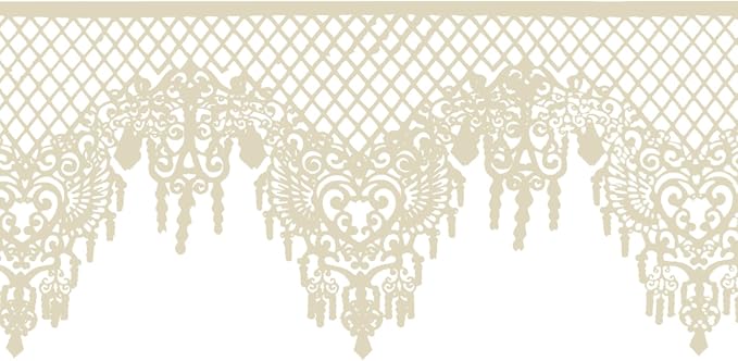 FUNSHOWCASE Large Pre-Made Ready to Use Edible Cake Lace Lattice Diamond Scallop 12-inch 10-Piece Set Ivory White