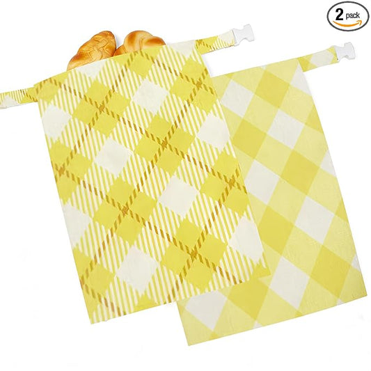 Beeswax Bread Bags for Sourdough - Bread Bags for Homemade Bread 2 Pack, Extra Large 17"×12.5", Reusable Organic Cotton Linen Bread Storage Bag,Eco-Friendly Keeps Bread Fresh Naturally