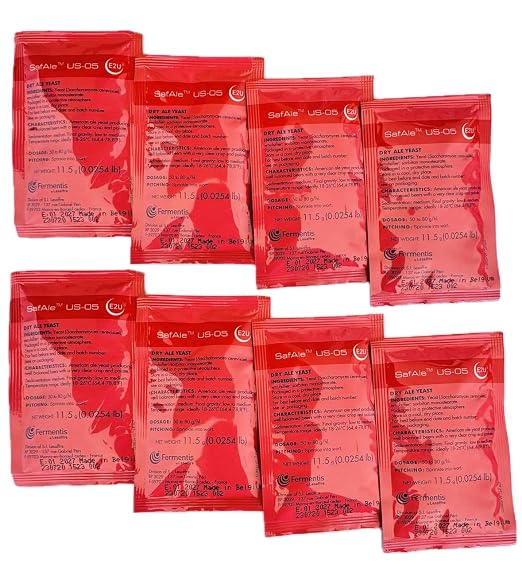 Fermentis - IM-239K-F7BJ-MP Safale US-05 Dry Yeast, 11.5 g (Pack of 8)