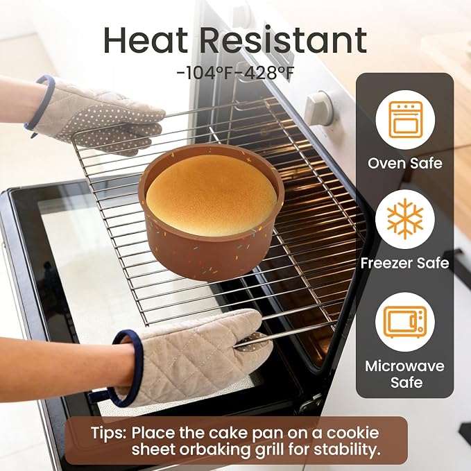 4.75 Inch Round Cake Pan, 4 Pcs Silicone Cake Pans for Baking, Nonstick Baking Mold BPA Free Dishwasher Safe, Great for Layer Cake, Cheese Cake, Chocolate Cake