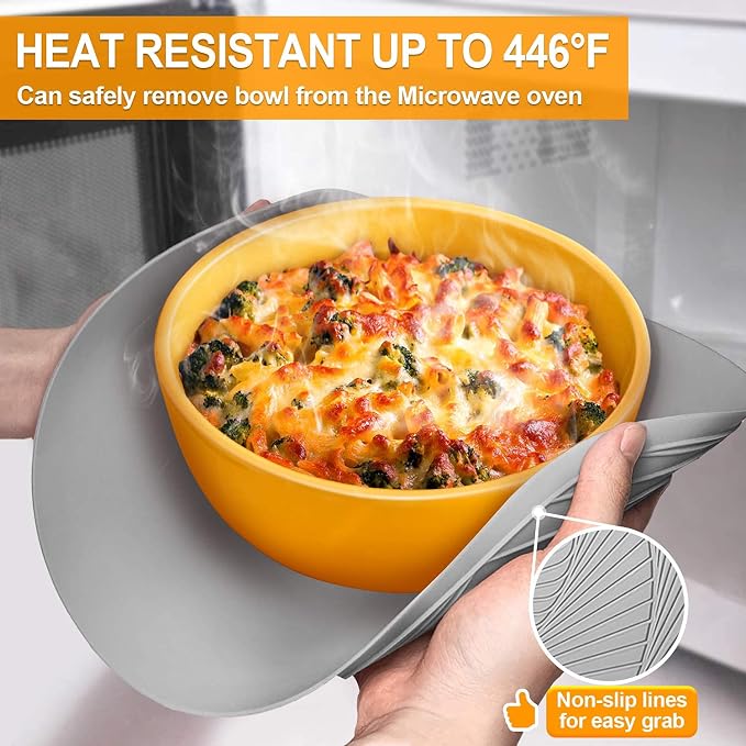 Walfos Silicone Microwave Mats, Heat Resistant Multi-Purpose Microwave Trivet Mat, Non-Slip Hot Pads, BPA Free Silicone Mats for Microwave, Oven, Hot Pan, Pot (Grey)