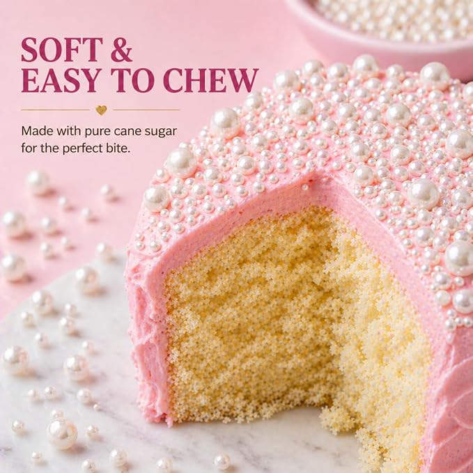 Confect White Pearl Sprinkles | Valentines Sprinkle | Edible Mix White Pearls & Dragees | Frozen Sprinkle & Disco Balls for Cakes, Cupcakes | White Princess Disco Ball Sprinkles | Vegan, Gluten-Free, Nut-Free, Soy-Free, Dairy-Free, Palm Oil-Free | Dye ...