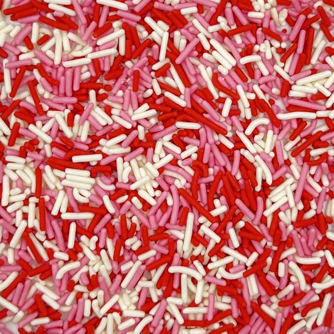 Sentovac Edible Valentines Jimmies Sprinkles for Cake Decorating Baking Cookie and Ice Cream Topper Decorations Sprinkles Supplies 78g/2.75oz
