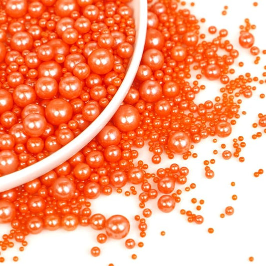 Edible Orange Pearl Sprinkles, Sugar Candy, 130g/4.58oz, Edible Orange Pearls Sprinkles for Cupcake Decorating, Cupcake Toppers, Cake Decorations, Party Holiday Supplies