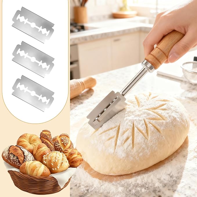 40-Pack Bread Lame Blades Refill, 6Cr13 Sourdough Blade Replacement, Stainless Steel Precision Razor Blades Designed for Sourdough Bread Scoring