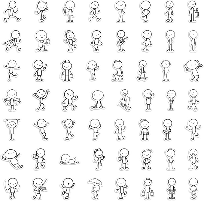 100pcs Cartoon Funny Love Stickers, Graffiti Anime Waterproof Stickers Pack for Laptop, Kindle, Journal, Scrapbook, Photo Album, Water Bottle, Skateboard, Luggage, Cute Line Art Character Decals