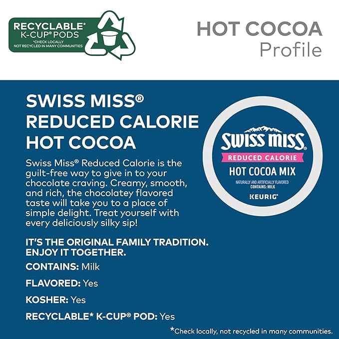 Swiss Miss Reduced Calorie Hot Cocoa, 60 Count (6 Packs of 10)