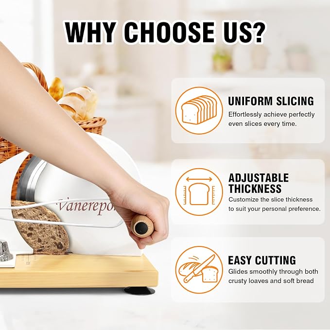 Upgrade Manual Bread Slicer for Homemade Sourdough Bread Versatile Hand Crank Bread Slicer for Sourdough Crusty Bread Etc Stainless Steel Slicers Adjustable Width for Homemade & Commercial Use