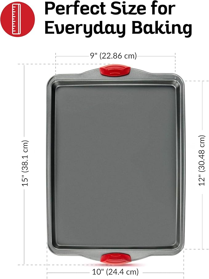 Boxiki Kitchen Nonstick Baking Sheet Pan Heavy-Gauge Carbon Steel, Warp, Dent, and Rust-Resistant Gourmet Rimmed Half Cookie Sheet Tray, Non-Toxic for Exceptional Baking Performance - 15x10 Inch