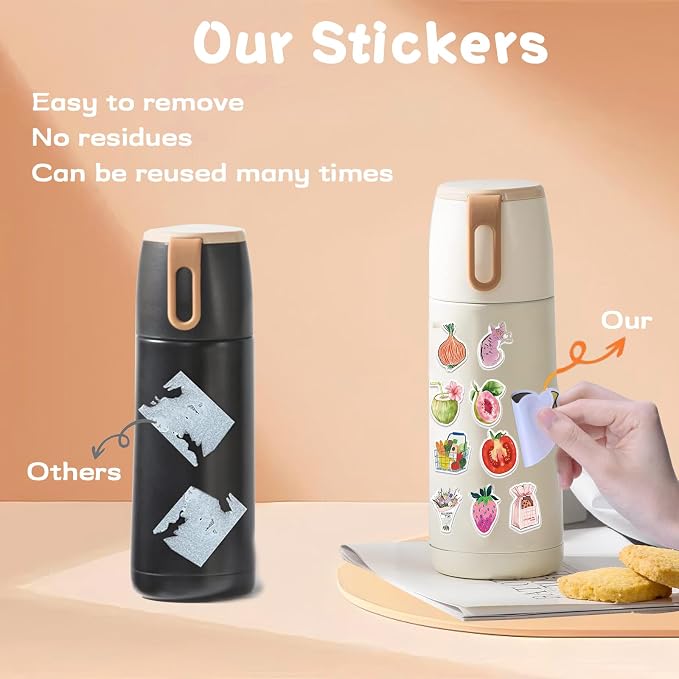 100 Pcs Vintage Aesthetic Stickers Cute Coquette Food Waterproof Vinyl Sticker for Water Bottles Laptops Bike Car Motorcycle Computer Guitar Skateboard