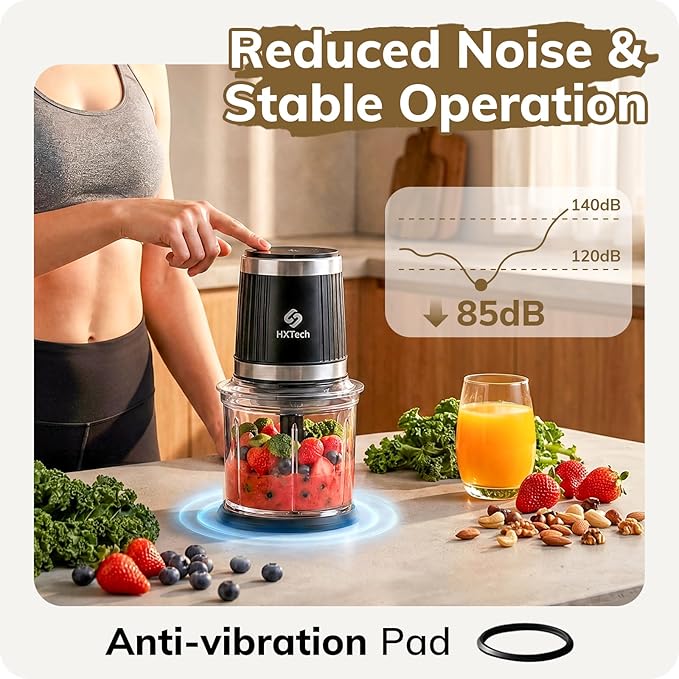 Food Processor Set: 2-Speed Food Chopper with Two 4 Cup Bowls | Electric Vegetable Chopper with 2 Pack 420 Stainless Steel 4-Layer Blades, Meat Grinder for Meat, Fruits, Baby Food,Pet Food