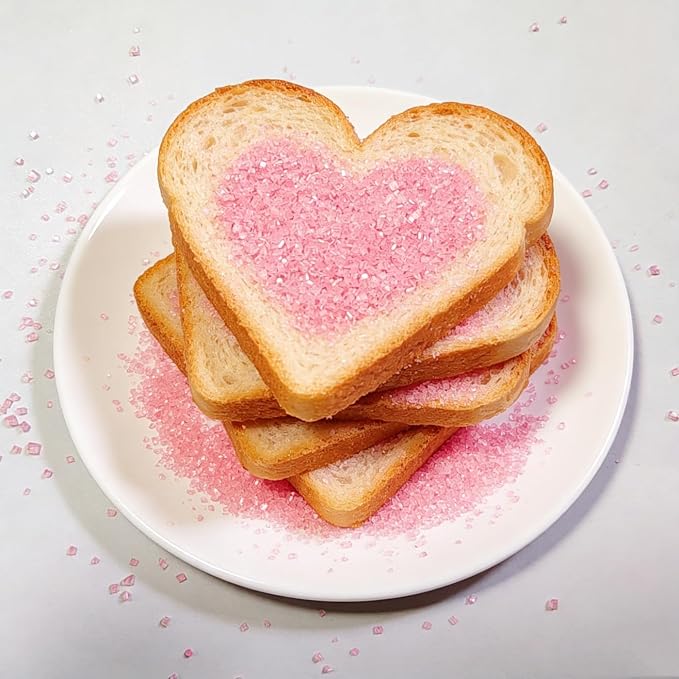 HeDeon&Rles Edible Pink Sanding Sugar Crystals for Baking 120g/4.23oz Sparkling Sugar Crystals Cake Cupcake Pancake Ice Cream Top Valentines Birthday Wedding Easter Halloween ChristmasCake Decoration