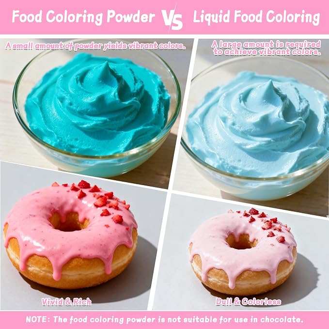 Food Coloring Powder - 16 Colors Vibrant Powdered Food Coloring, Concentrated Edible Dye Powder for Baking, Icing, Cooking, Cake Decorating, Cookies, Frosting - 5g/Bottle