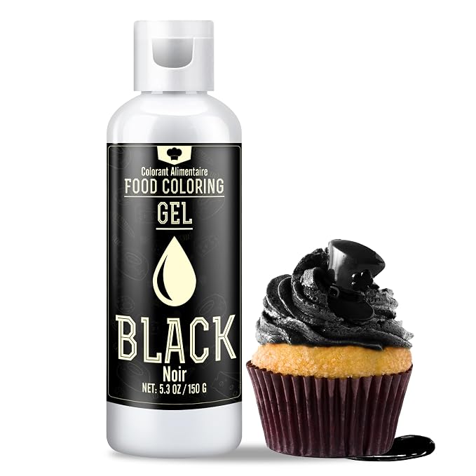Gel Food Coloring for Halloween - 5.3oz Vivid Food Coloring Gel for Baking, Cake, Icing, Cookie, Fondant and Macaron - Tasteless Food Color Dye for Frosting, Easter Egg, Soap Making and Crafts (Black)