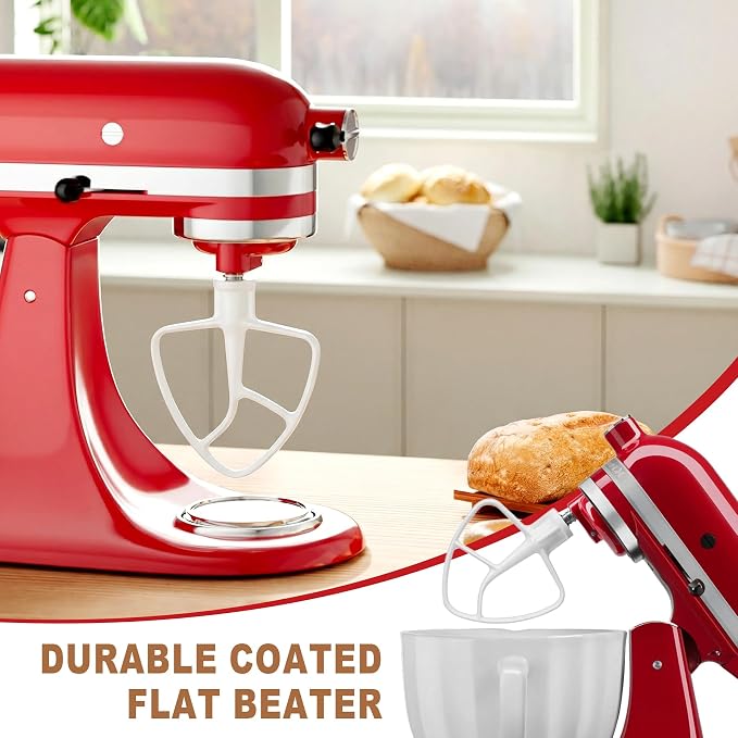 Paddle Attachment for KitchenAid Mixer 4.5-5 Qt Tilt-Head, Premium Coated Flat Beater Replacement for Cake Batter & Cookie Dough, Dishwasher Safe Mixer Accessories