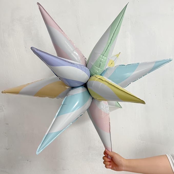 32 Inch Macaron Candy Star Balloons-6 Pastel Colors Swirl Foil Balloons for Spring Easter, Candyland Birthday, Summer Party, Christmas, Sweet Rainbow Party Decorations (Macaron 3 Pcs)