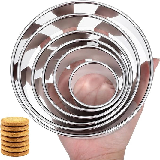 Cookie Shaper 6 Inch Cake Cutter Round 6 PCS Circle Cookie-Cutter Set Stainless Steel Biscuit Cutters for Baking Round Cookie Cutters for Cookies and Donuts (2, 3, 3.5, 4, 5, 6Inch)