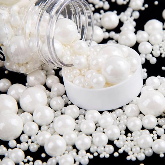 Sentovac White Pearl Sugar Sprinkles Edible Cake Decorating Pearl Candy Sprinkles Cookie Cake Cupcake Topper Baking Decorations Halloween Christmas Wedding Supplies