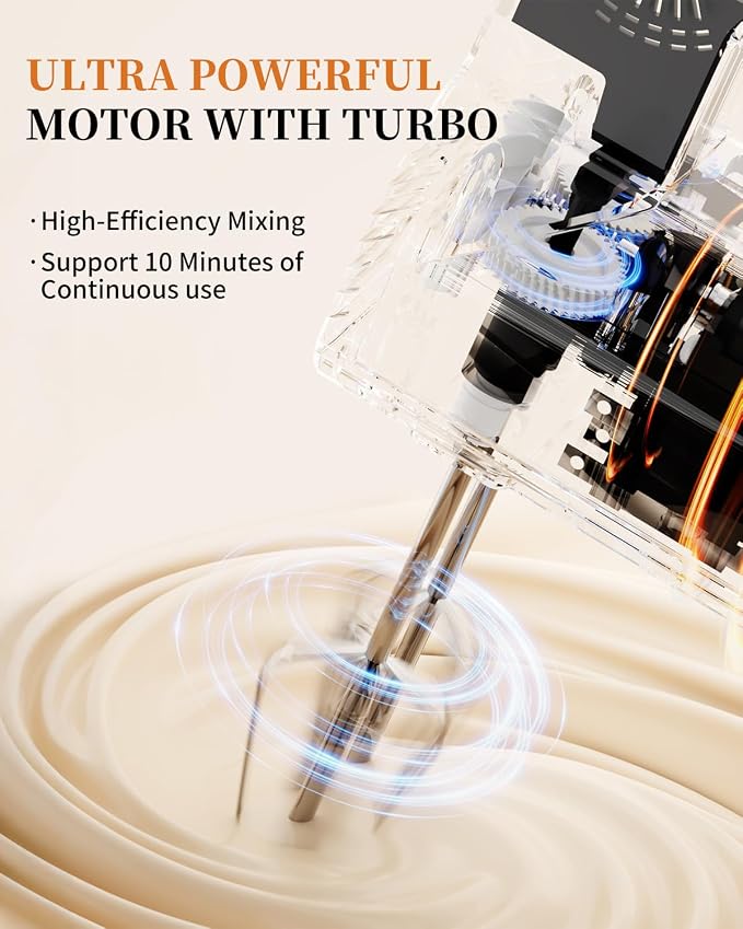 Hand Mixer, 5-Speed Electric Mixer Handheld With 200W Turbo Ultra Power, 4 Stainless Steel Accessories Whipping Egg Cream, Lightweight Hand Mixer For Baking Cake, Gifts For Women Mother