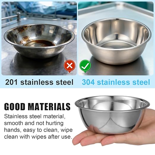 Baluue 2pcs Medical Bowl Bowls Thickened Iodine Cups with Seamless Construction Basin, Medical Stainless Steel Bowls for Sponges Dressings Fluid