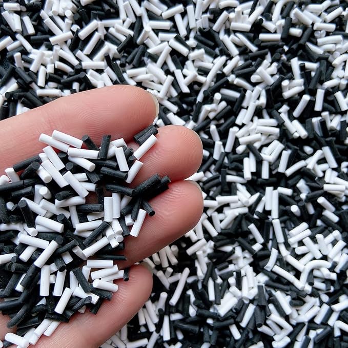 EHOPE 50g Fake Sprinkles Resin Sprinkles Fake Candy Sprinkles Clay Sprinkles Polymer Sprinkles Polymer Clay Slices for Nail Art DIY Crafts Cake Phone Case(Black+White Sugar granules-22A)