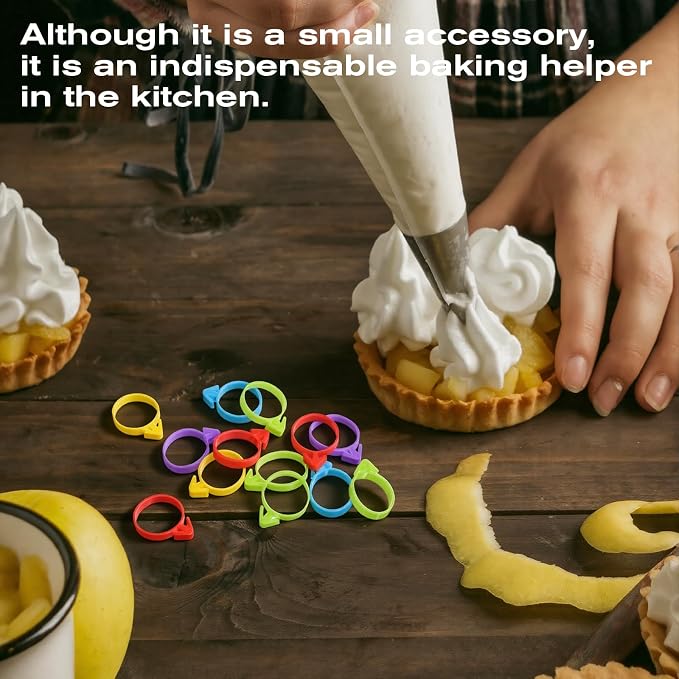 120 PCS Icing Bag Ties, Silicone Pastry Bag Ties Reusable Piping Bags Tie Decoration Bags Clips for Cookies Cupcakes Pastry Baking Supplies Seal (5 Colors)