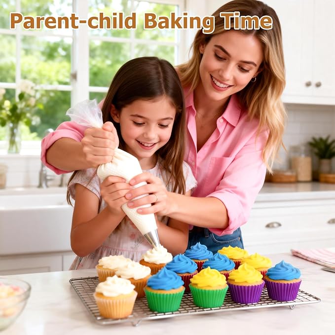 Tamodan Piping Bags Disposable 16 Inch, 100PCS Pastry Bags Extra Thick, Non-Slip Anti-Burst Frosting Bags for Cake, Cookie & Royal Icing Decorating