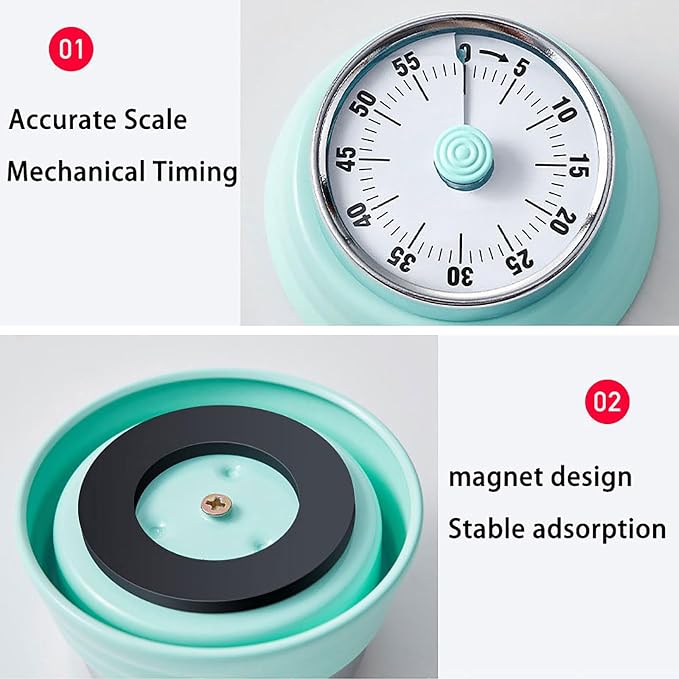 Elegant Stainless Steel Vintage Kitchen Timer with Magnetic Attachment - 60-Minute Countdown & Audible Alarm, Perfect for Cooking, Office Tasks, and Study Sessions (01-Beige)