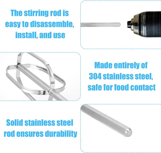Meat Grinder & Egg Beater Drill Attachment, 304 Stainless Steel Mixer Tool for Standard Electric Drills for Ground Meat Patties Dough Cream & Batters (Silver)