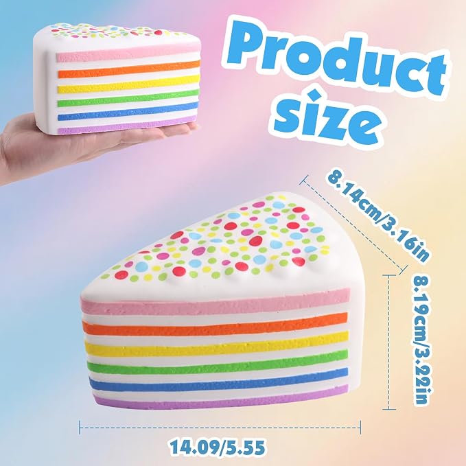 Anboor 5.5" Rainbow Sprinkles Cake Squish Slow Rising Scented Kawaii Fiidget Toys for Kids Adults Autism Birthday Gifts