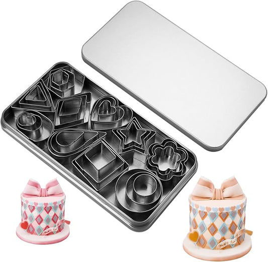 Mini Cookie Cutter Shapes Set - 30 Tiny Stainless Steel Stamps of Geometric Shapes Cookie Cutters-Heart Star Flower Round Square Hexagon Oval Diamond Biscuit Cutters