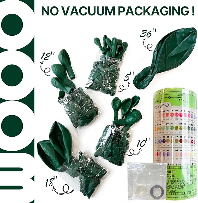PartyWoo Dark Green Balloons 127pcs Different Sizes of 36 18 12 10 5 Inch Emerald Hunter Forest Green Balloon Arch Kit for Birthday Christmas Graduation Dinosaur Jungle Party Decorations Green-Y56