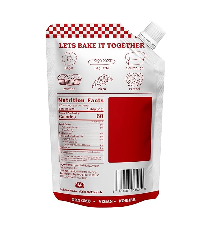 Bakers Club Barley Malt Syrup 16oz – Authentic Malty Flavor for Bagels, Pretzels, Bread & Baked Goods – Enhances Crust, Color & Sweetness – Non-GMO, Traditional Malted Barley Syrup – Made in USA