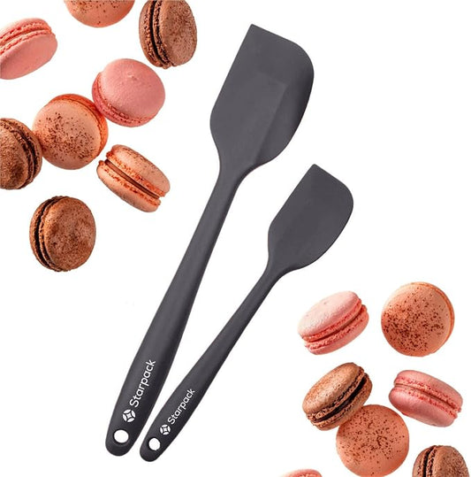 Starpack 'Scrape & Stir' Silicone Spatula Set (2 Pcs) - Heat Resistant Spatulas Set 600°F - Food Grade Kitchen Spatulas - LFGB Grade Nonstick Baking and Cooking Rubber Spatula Set - Gray/Black