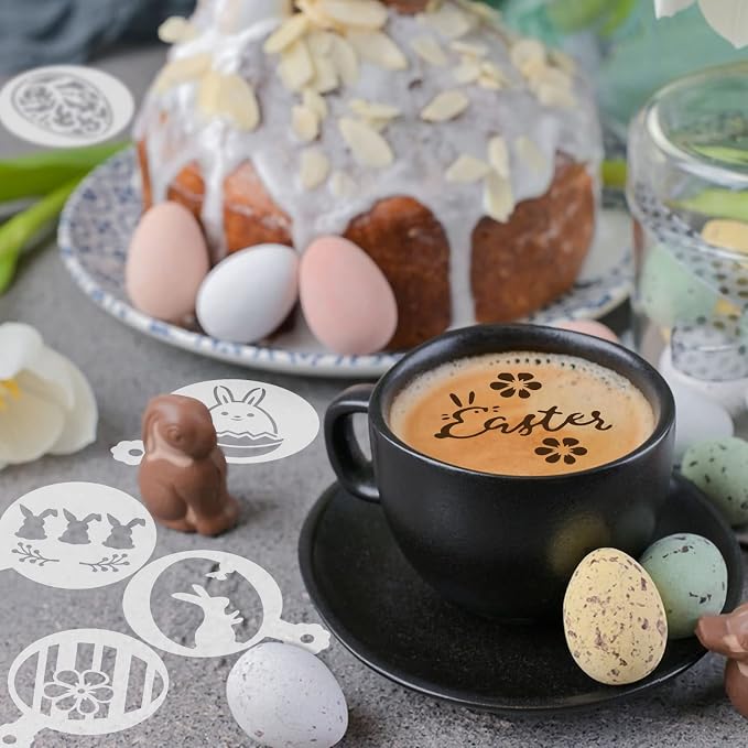 Easter Cookie Stencils 36 Reusable Egg Bunny Coffee Dessert Decor Templates | 36 Reusable Easter Templates, Egg, Bunny And Other Patterns, for Cookie Cake Coffee Dessert, Easter DIY Baking Decor Tools