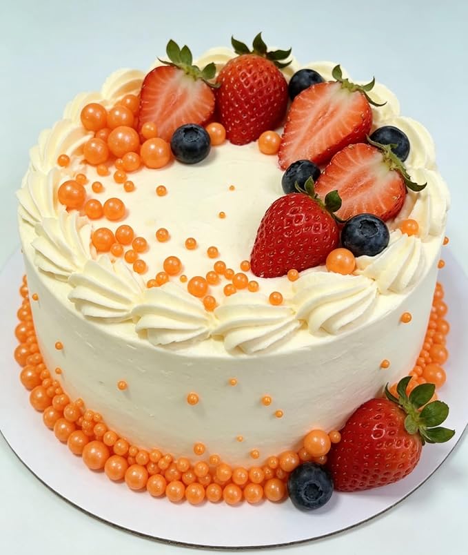 HeDeon&Rles Orange Nonpareil Pearls Sprinkles for Baking Decorating 90g/3.17oz 4 Size Mix Edible Preals for Cake Cupcake Pancake Icing Decoration Independence Christmas Halloween Supplies