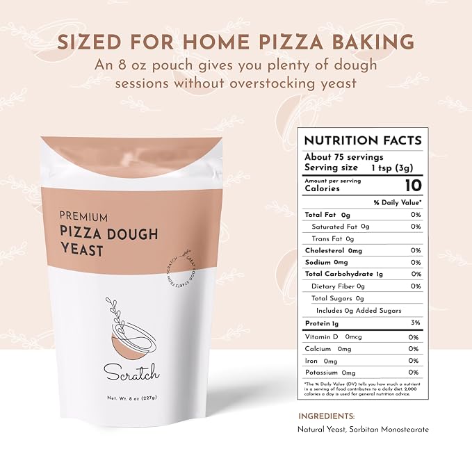 Title: Scratch Premium Pizza Dough Yeast – Instant Dry Yeast for Homemade Pizza, Neapolitan & Artisan Pizza Dough, Flatbread & Focaccia – Works in Bread Machines - (Pizza 8 oz) (1 Packet)