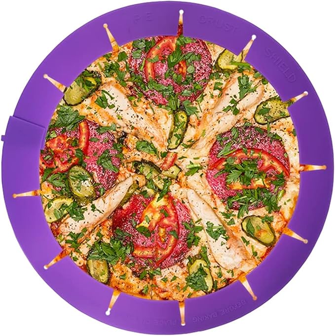 Adjustable Pie Crust Shield Protector Pie Edge Protector Tools Round Silicone Baking Cake Pizza Cover BPA-Free for Halloween Christmas Baking, Fits 8-11.5 Inches Pie (Purple-2pcs)
