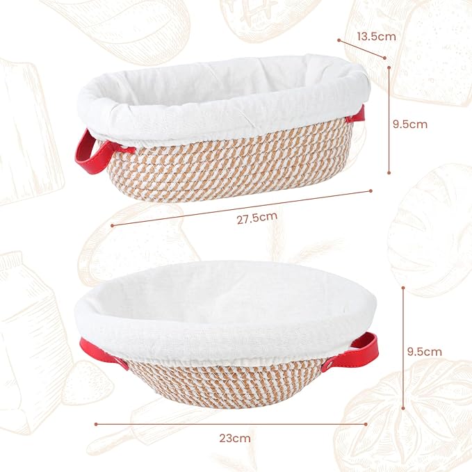 Sourdough Starter Kit 16 PCS, 11" & 9" Cotton Bread Proofing Basket Kit, 24oz Sourdough Starter Jar, Banneton Bread Proofing Baskets Set Include Oven Thermometer, Baking Supplies and Making Tools Set