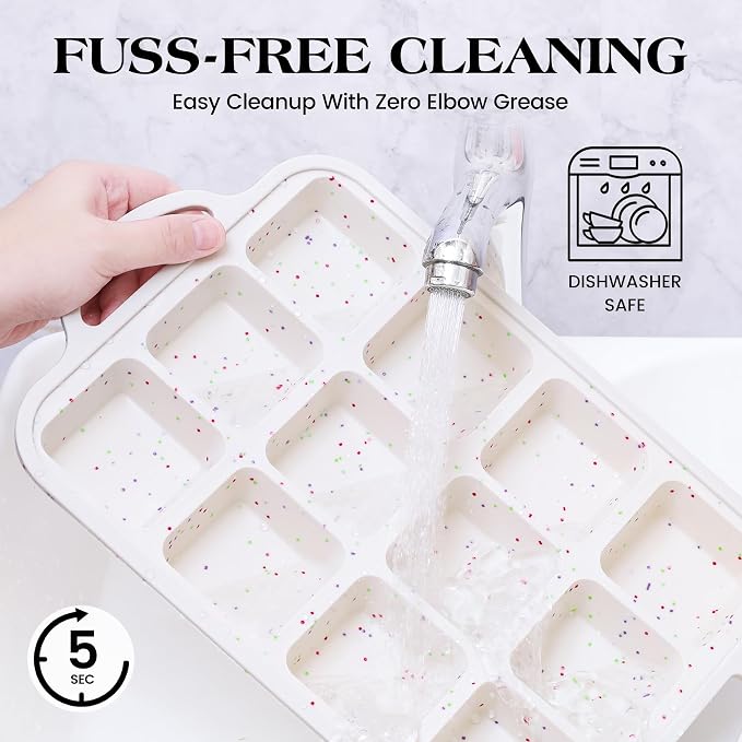 1 Pc Brownie Pan with Dividers Silicone Nonstick Mini Individual 12 Cup Square Muffin Cupcake Pans with Metal Frame(Cream)