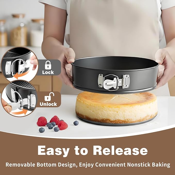 Nonstick 4 7 9 Inch Springform Pan Cheesecake Pan with Protector | Leakproof Spring Form Pan for Cheesecake, Spring Cheese Cake Pans for Baking with Removable Bottom and 50Pcs Parchment Paper