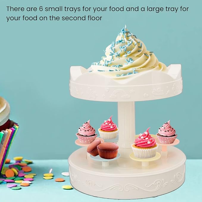 Automatic Rotation Cupcake Display Stand, Carousel Cake Stand, Dessert Table Decoration, Rotating Dessert Machine for Sushi Dessert Cupcake