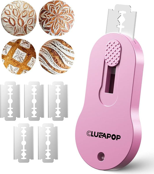 CLUEAPOP Bread Lame, Extractable & Magnetic Dough Scoring Tool - Professional Sourdough Scoring Tool - Sourdough Bread Baking & Bread Scoring Tool - Scoring Patterns Booklet & 5 Razor Blades