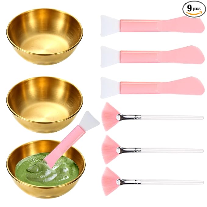 GRETJOB Professional Facial Bowls Set for Estheticians - 9 Pcs Mixing Bowls with Brush & Spatula | Facial Mask Mixing Kit for Spa & Home Use