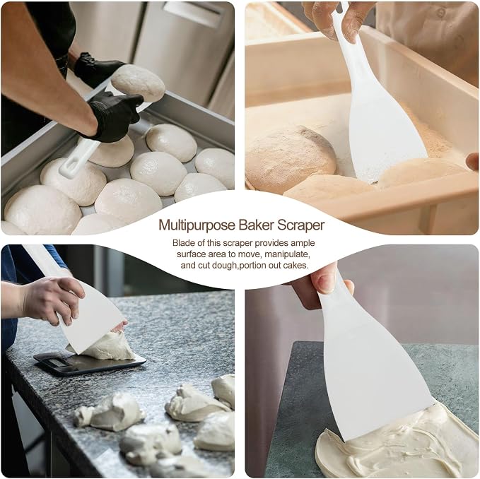 LRui Kitchen Professional Pizza Dough Scraper dough spatula,plastic flexible strip handle dough scraper（2 pack)