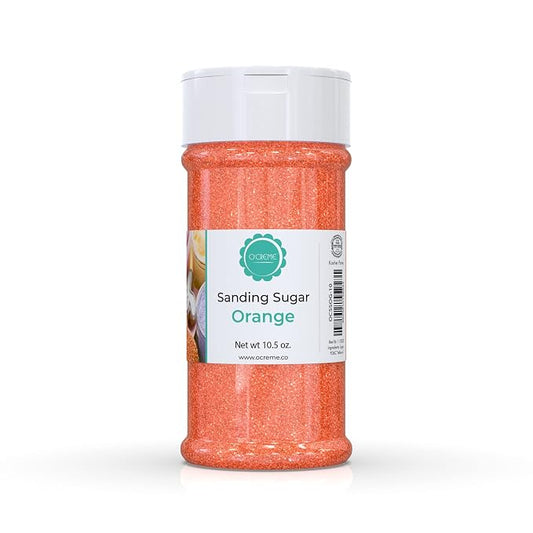 O’Creme Sanding Sugar for Cookie Decorating – Eye-Catching Orange Sugar Crystals for Unique Cake Toppings – Extra Sugar for Cake Toppings, Cupcakes and Cookies – Ideal Decoration Solution - 10.5 Ounce, Orange