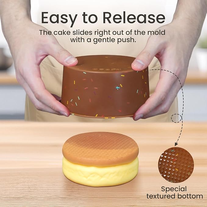 4.75 Inch Round Cake Pan, 4 Pcs Silicone Cake Pans for Baking, Nonstick Baking Mold BPA Free Dishwasher Safe, Great for Layer Cake, Cheese Cake, Chocolate Cake