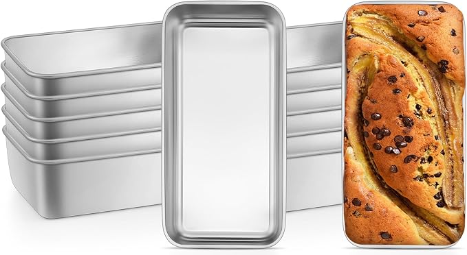 Leonyo 12 Pack 9x5IN Loaf Pans for Baking Bread, 9x5IN Stainless Steel Bread Loaf Pans Set for Homemade Meatloaf, Bananas, Brownies, Lasagnas, Dishwasher Oven Safe